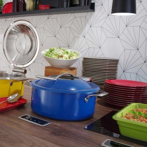 Podgrzewacz Indukcyjny Okrągły 4,5l z Szybą Niebieski | FINE DINE 832998