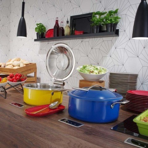 Podgrzewacz Indukcyjny Okrągły 4,5l z Szybą Niebieski | FINE DINE 832998