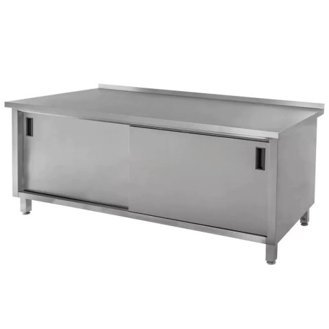 Profesjonalny Stół Gastronomiczny Nierdzewny z Szafką 180x60x85cm | MTP003213