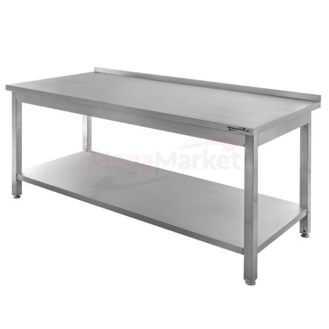 Profesjonalny Stół Gastronomiczny z Połką i Rantem Nierdzewny 180x70x85 | MTP003211