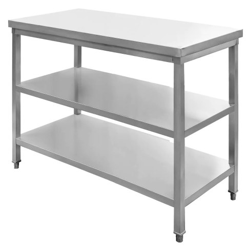 Stół Gastronomiczny Centralny z Dwiema Półkami 100x70x85(H) Stal Nierdzewna | MTP001769