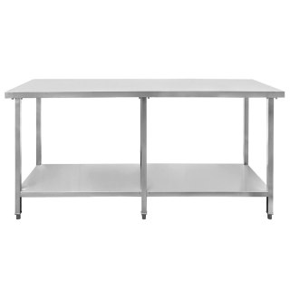 Stół Gastronomiczny Centralny z Półką i 6 Nogami 180x80x85 cm Stal Nierdzewna | MTP001753