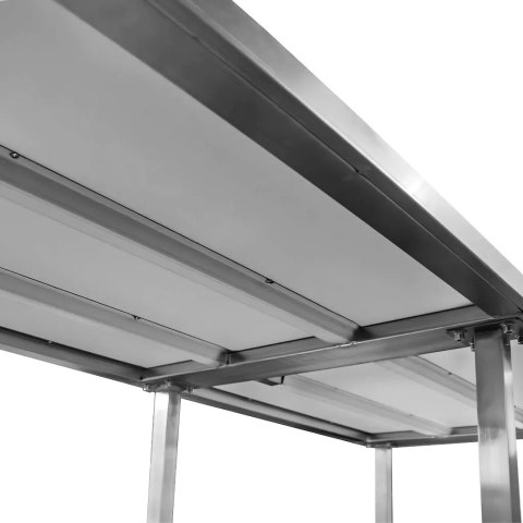 Stół Gastronomiczny Centralny z Półką i 6 Nogami 180x80x85 cm Stal Nierdzewna | MTP001753