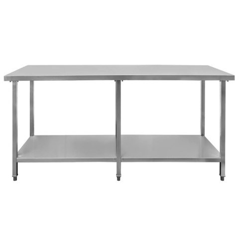 Stół Gastronomiczny Centralny z Półką i 6 Nogami 180x80x85 cm Stal Nierdzewna | MTP001753