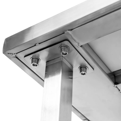 Stół Gastronomiczny Centralny z Półką i 6 Nogami 200x70x85 cm Stal Nierdzewna | MTP001739