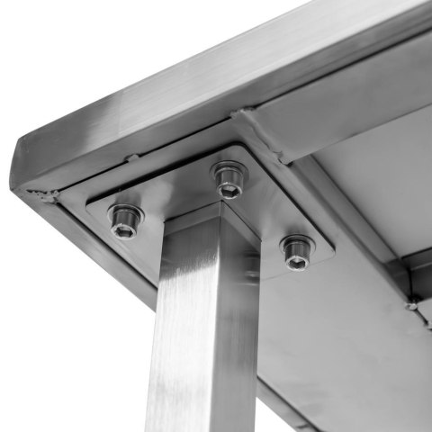 Stół Gastronomiczny Centralny z Półką i 6 Nogami 200x70x85 cm Stal Nierdzewna | MTP001739