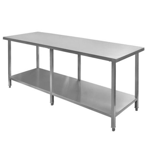 Stół Gastronomiczny Centralny z Półką i 6 Nogami 200x70x85 cm Stal Nierdzewna | MTP001739