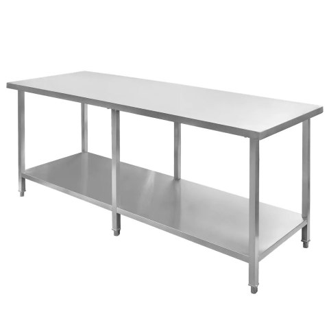 Stół Gastronomiczny Centralny z Półką i 6 Nogami 200x80x85 cm Stal Nierdzewna | MTP001751