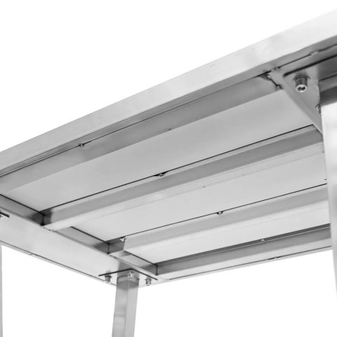 Stół Gastronomiczny Centralny z Półką i 6 Nogami 200x80x85 cm Stal Nierdzewna | MTP001751