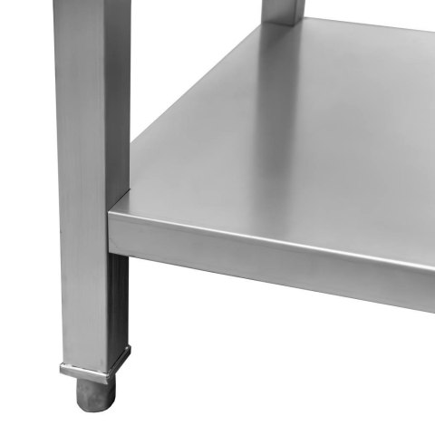Stół Gastronomiczny Centralny z Półką i 6 Nogami 200x80x85 cm Stal Nierdzewna | MTP001751