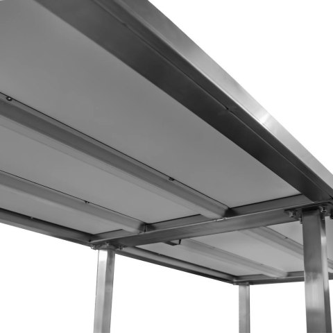 Stół Gastronomiczny Centralny z Półką i 6 Nogami 220x80x85 cm Stal Nierdzewna | MTP001752