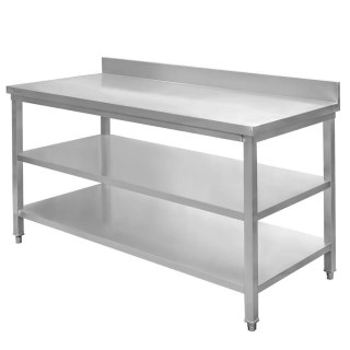 Stół Gastronomiczny Przyścienny z 2 Półkami 1500x700x850mm | MTP001759