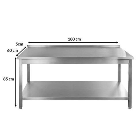 Stół Gastronomiczny Roboczy Spawany z Półką 180x60x85cm Stal Nierdzewna | MTP003210