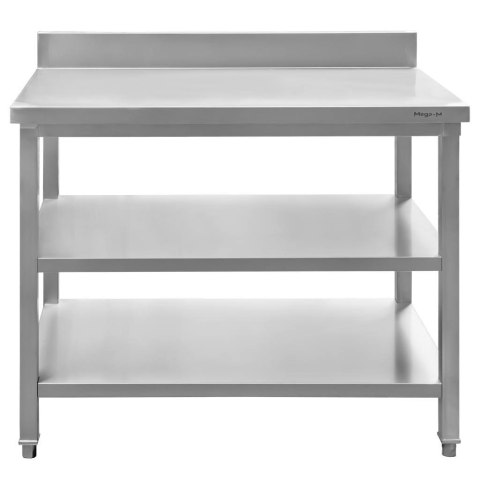 Stół Gastronomiczny Roboczy z 2 Półkami i Rantem 100x70x85 cm Stal Nierdzewna | MTP001757