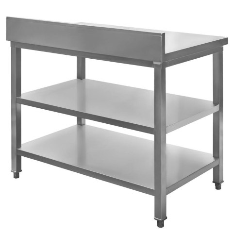 Stół Gastronomiczny Roboczy z 2 Półkami i Rantem 100x70x85 cm Stal Nierdzewna | MTP001757