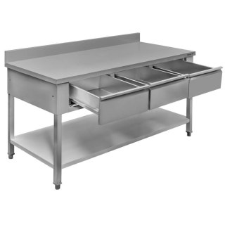 Stół Gastronomiczny Roboczy z Półką i Szufladami 150x70x85 cm Stal Nierdzewna | MTP001731