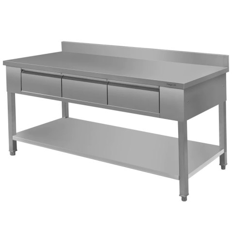 Stół Gastronomiczny Roboczy z Półką i Szufladami 180x60x85 cm Stal Nierdzewna | MTP001693