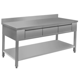 Stół Gastronomiczny Roboczy z Półką i Szufladami 180x70x85 cm Stal Nierdzewna | MTP001732