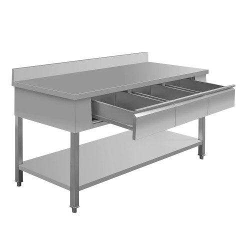 Stół Gastronomiczny Roboczy z Półką i Szufladami 180x70x85 cm Stal Nierdzewna | MTP001732
