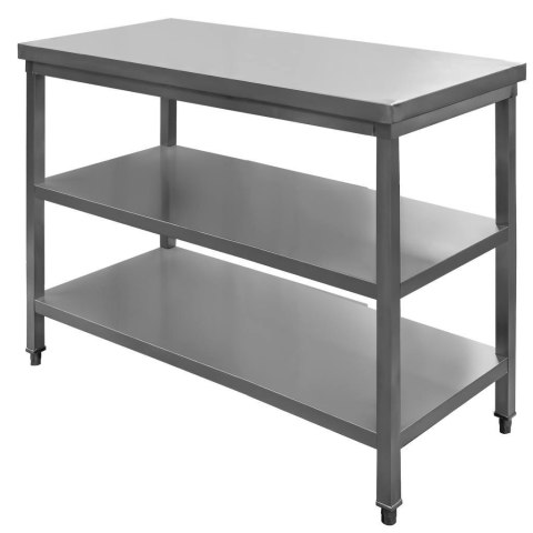 Stół Gastronomiczny ze Stali Nierdzewnej Centralny z 2 Półkami 100x60x85 cm | MTP001765