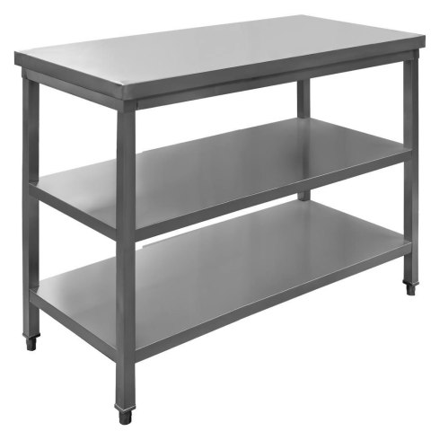 Stół Gastronomiczny ze Stali Nierdzewnej Centralny z 2 Półkami 100x60x85 cm | MTP001765