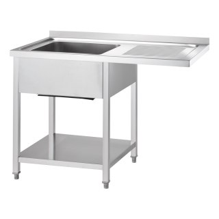 Stół Nierdzewny ze Zlewem (L) i Miejscem Na Lodówkę/Zmywarkę 1000x700x900 | GREDIL 672527