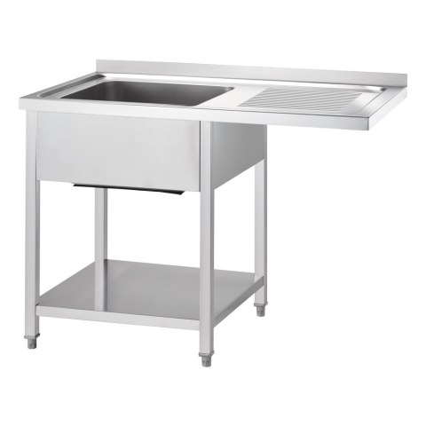 Stół Nierdzewny ze Zlewem (L) i Miejscem Na Lodówkę/Zmywarkę 1200x700x900 | GREDIL 672547