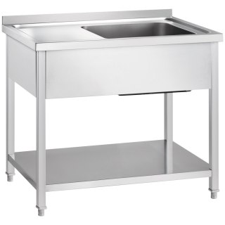 Stół Nierdzewny ze Zlewem (P) i z Półką 1200x700x850 | GREDIL 673327