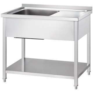 Stół Nierdzewny ze Zlewem Po Lewej z Półką 1000x600x850 | GREDIL 674106