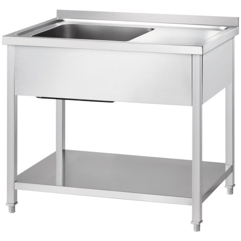 Stół Nierdzewny ze Zlewem Po Lewej z Półką 1000x600x850 | GREDIL 674106