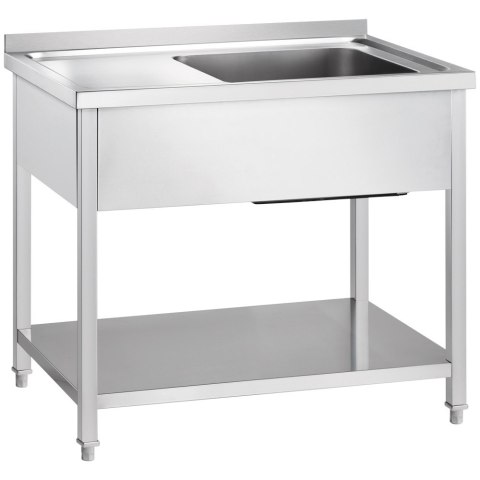 Stół Nierdzewny ze Zlewem Po Prawej z Półką 1000x600x850 | GREDIL 673306