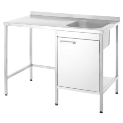 Stół ze Zlewem i Miejscem Na Zmywarkę Lub Zamrażarkę 1200x650x900 | BARMATIC 200179