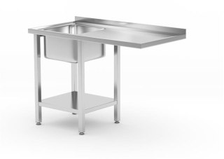 Stół ze Zlewem Półką Skręcany,Lewy 1200x700x850mm | HENDI 237519