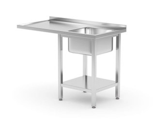 Stół ze Zlewem Półką Skręcany Prawy 1200x700x850mm | HENDI 237526