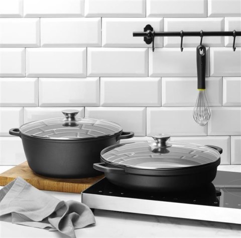 Garnek z Powłoką Nieprzywierającą 7l Okrągły Czarny 367x290x122 | HENDI 611029