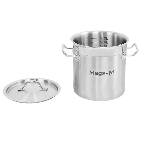 Garnek ze Stali Nierdzewnej Aisi 443 Wysoki z Pokrywą Pro 6l 20x20 cm | MTP005027