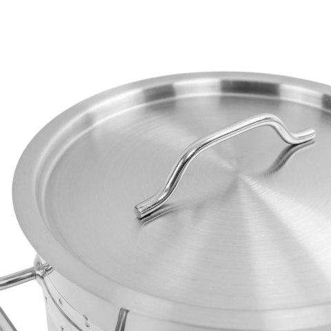 Garnek ze Stali Nierdzewnej Aisi 443 Wysoki z Pokrywką Pro 12l 25x25 cm | MTP005028