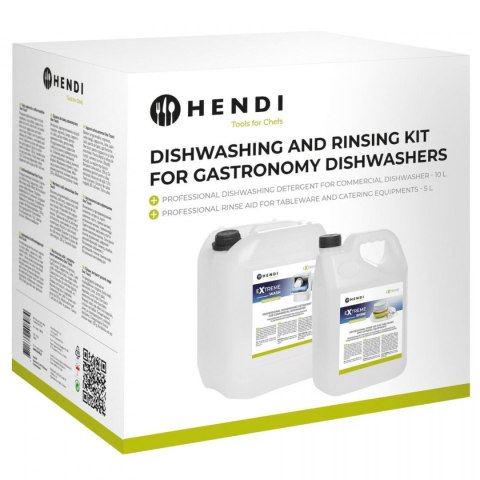 Zestaw Płynów do Zmywarek Gastronomicznych Myjący 10l + Nabłyszczacz 5l | HENDI 979792