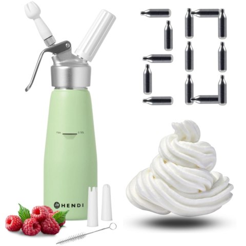 Zielony Pastelowy Syfon do Bitej Śmietany 0,5L + 20 Naboi N2O Hendi 975879 | GASTROPROFIT 975879N_20