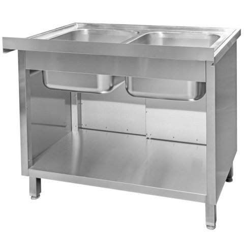 Zlew Gastronomiczny Dwukomorowy z Szafką 1000x600x850cm | MTP005059
