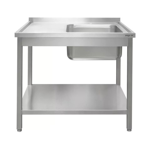 Zlew Gastronomiczny z Komorą Po Prawej Stronie i Półką 1000x600x850mm | MTP005306