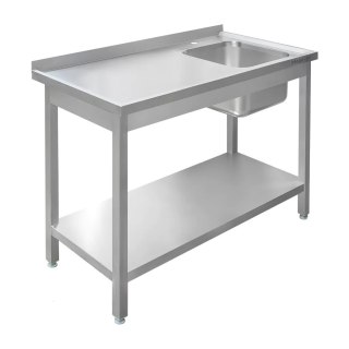 Zlew Gastronomiczny z Komorą Po Prawej Stronie i Półką 1200x600x850mm | MTP005308