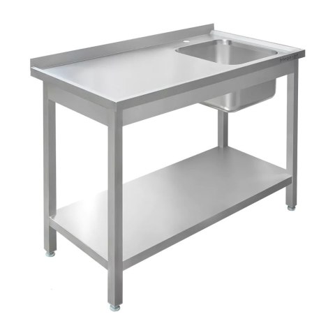 Zlew Gastronomiczny z Komorą Po Prawej Stronie i Półką 1200x600x850mm | MTP005308
