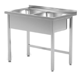 Zlew Nierdzewny ze Stali 2-Komorowy 100x60 | HENDI 815007