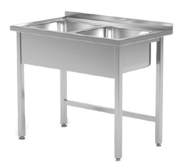 Zlew Nierdzewny ze Stali 2-Komorowy 100x60 | HENDI 815007