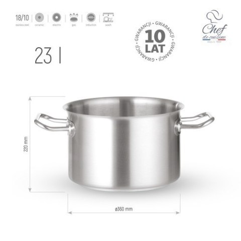 Garnek ze Stali Nierdzewnej Średni 23l ⌀360x220 | CHEF DE CUISINE 831274