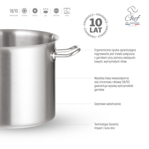 Garnek ze Stali Nierdzewnej Wysoki King Size 36,6l ⌀360x360 | CHEF DE CUISINE 831038