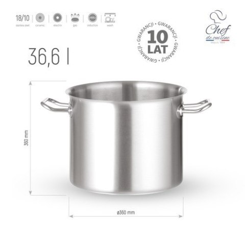 Garnek ze Stali Nierdzewnej Wysoki King Size 36,6l ⌀360x360 | CHEF DE CUISINE 831038