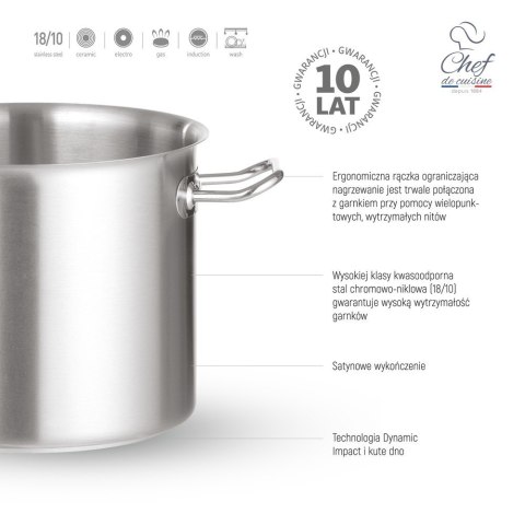 Garnek ze Stali Nierdzewnej Wysoki King Size 70l ⌀450x450 | CHEF DE CUISINE 831052