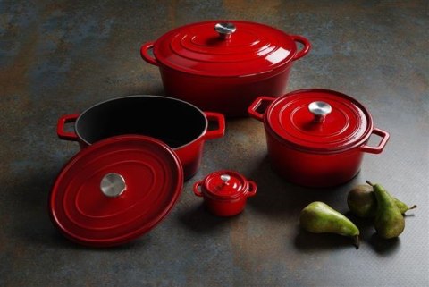 Garnek Żeliwny Emaliowany 0,2l Czerwony 130x100x48 | HENDI 626856